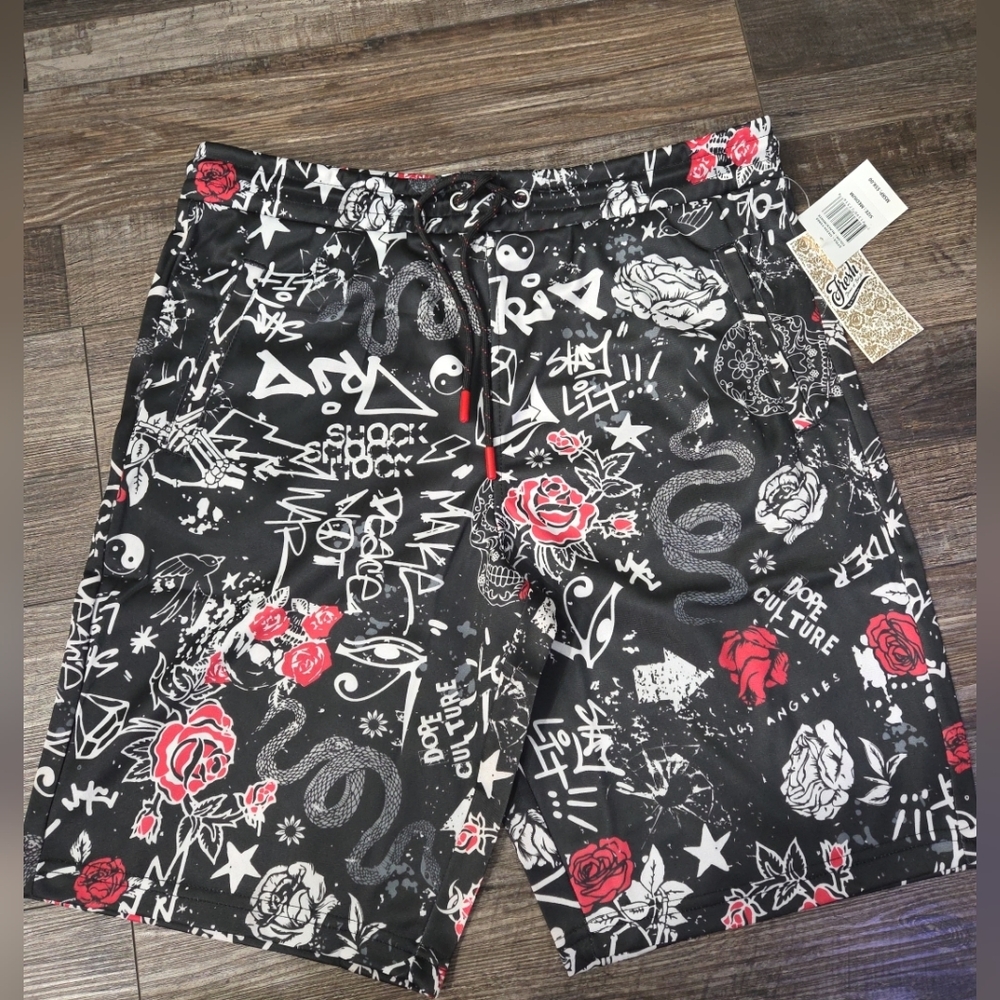 NWT Men’s Fresh Prints Of Bel-Air Shorts Urban Wear Graphic Print